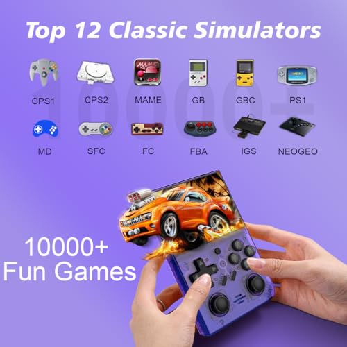 Handheld Gaming Device with 3.5'' IPS Screen, 64G TF Card, Purple A478