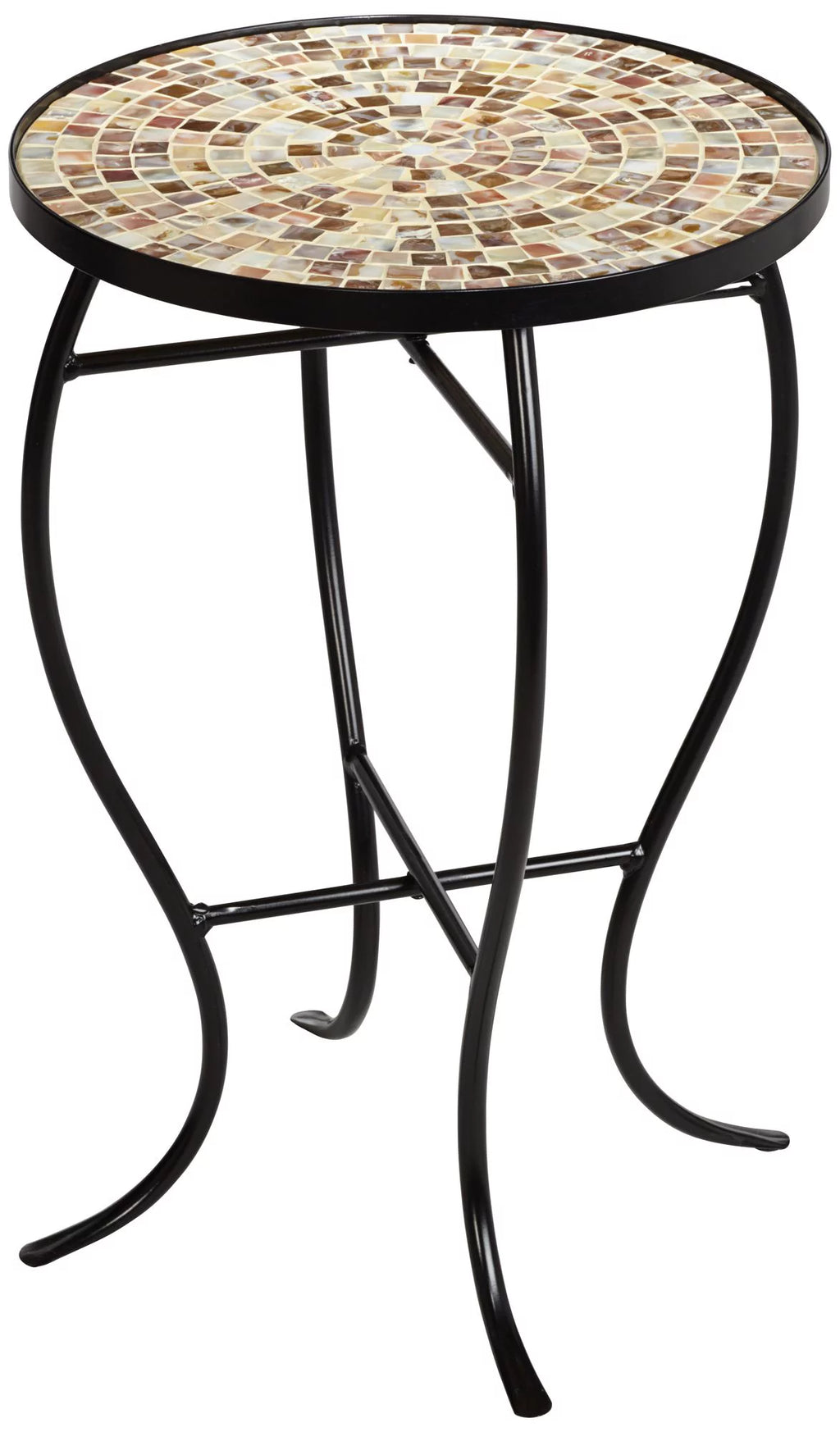 Black Round Outdoor Accent Side Table 14" Wide Mosaic Tabletop Z58215