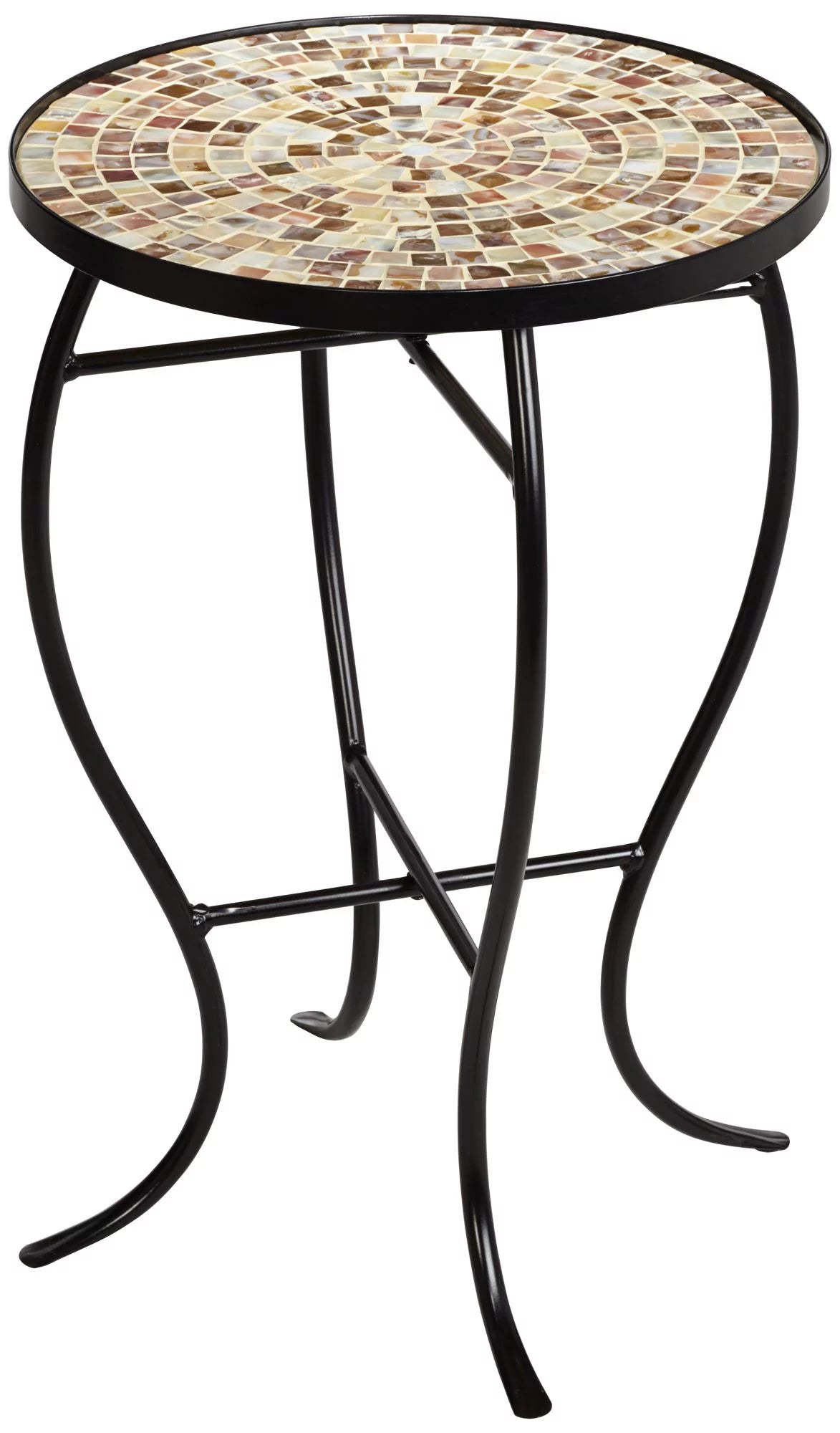 Black Round Outdoor Accent Side Table 14" Wide Mosaic Tabletop Z58215