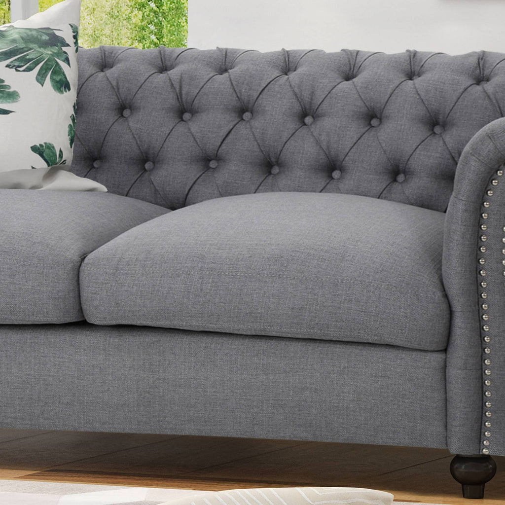 Dark Gray Green Chesterfield Loveseat Sofa M137