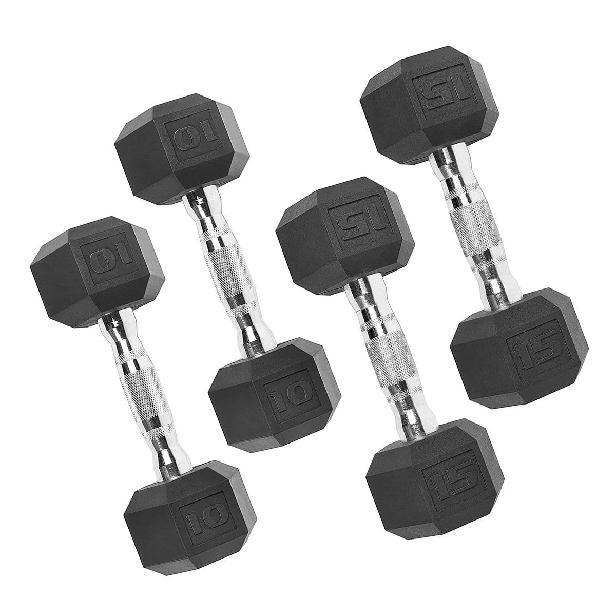 50 lb Rubber Hex Dumbbell Weight Set Y233