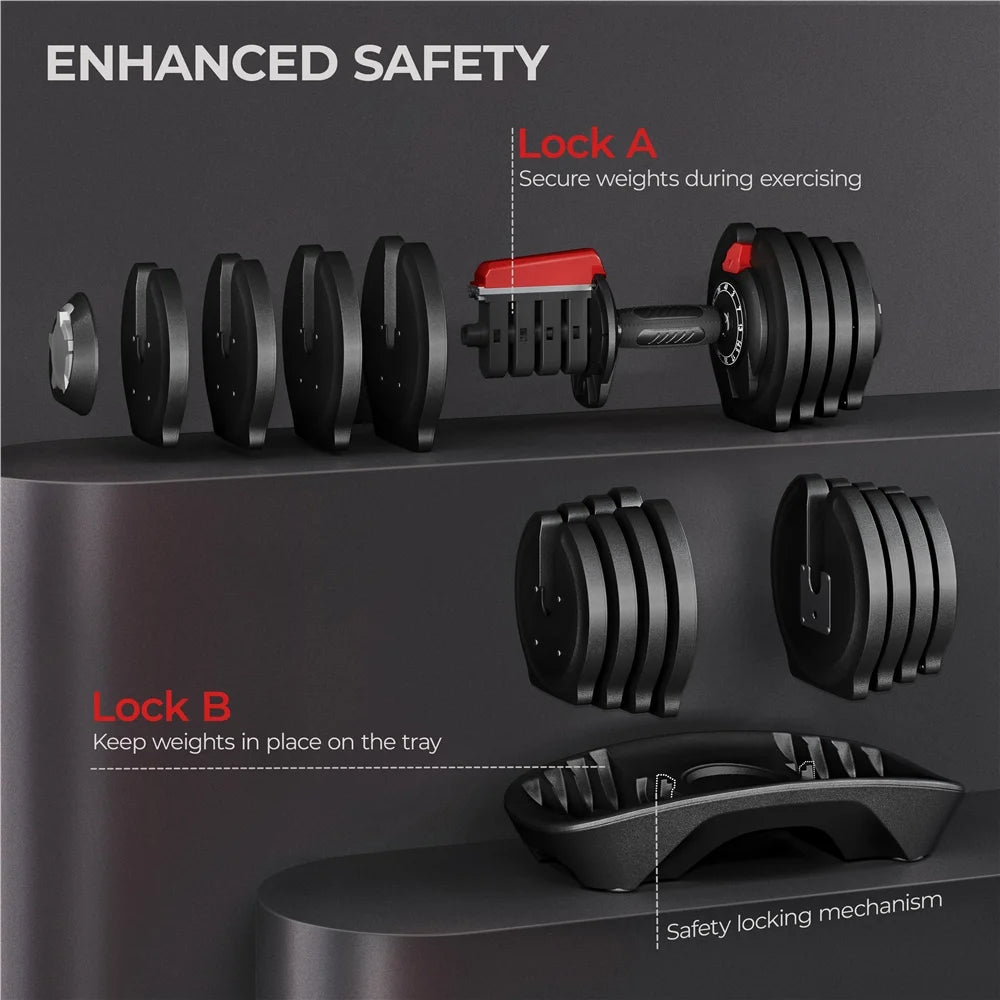 Adjustable Dumbbell Set with Tray J77147