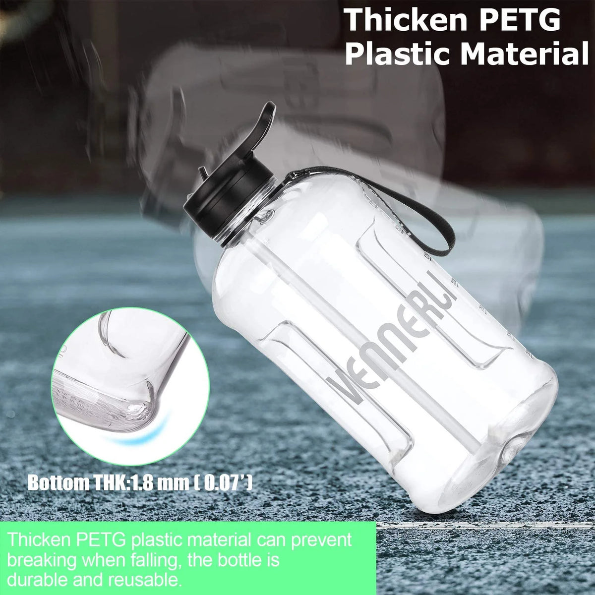 Half Gallon Plastic Water Bottle with Straw 74oz X88967