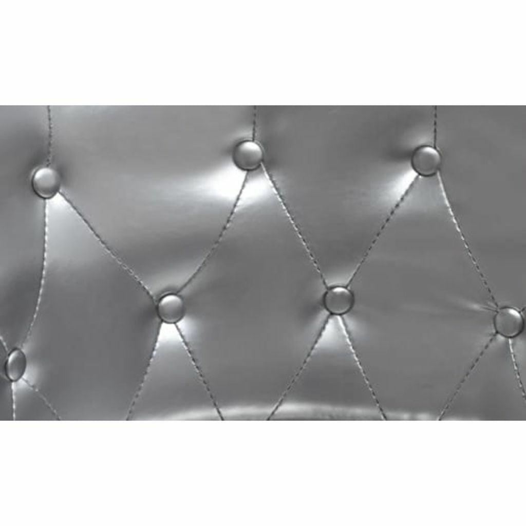 Silver Faux Leather Tub Chair with Footstool D1457