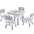 Height-Adjustable Kids Table and 2 Chairs Set with Graffiti Desktop Q3064