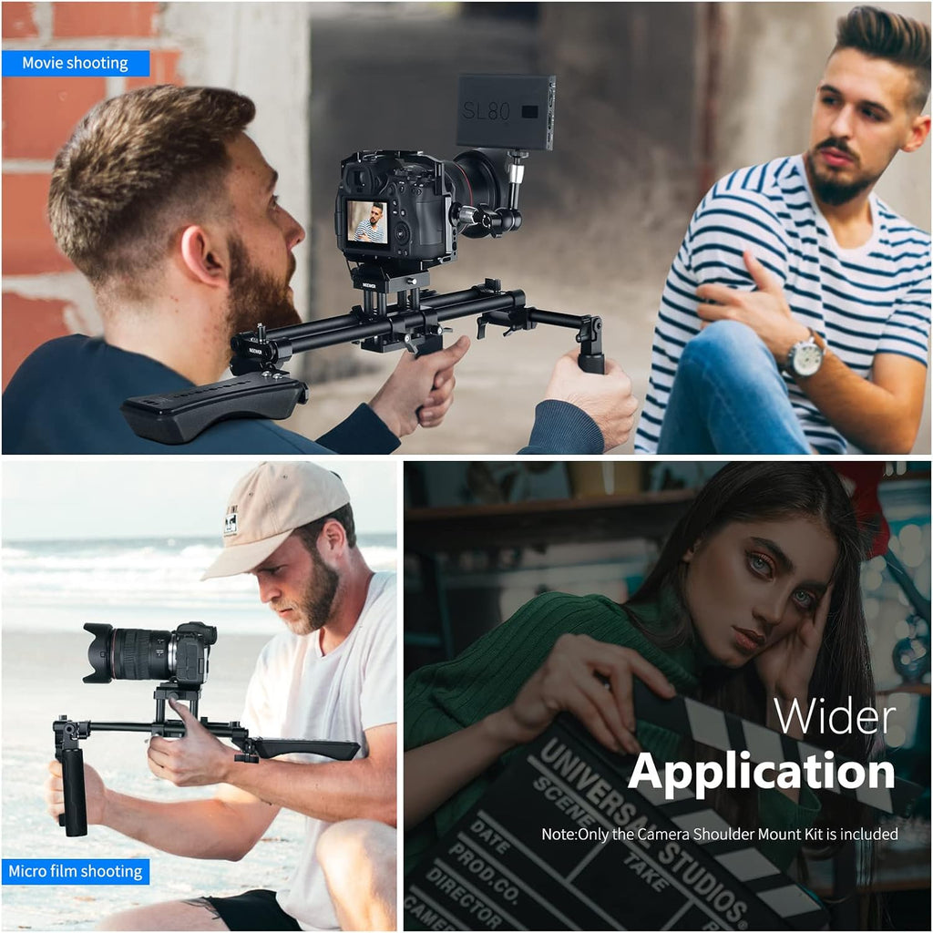 Universal Camera Shoulder Mount with Movable Shoulder Pad, 15mm Rod, 1/4 3/8 QR Plate Z53516