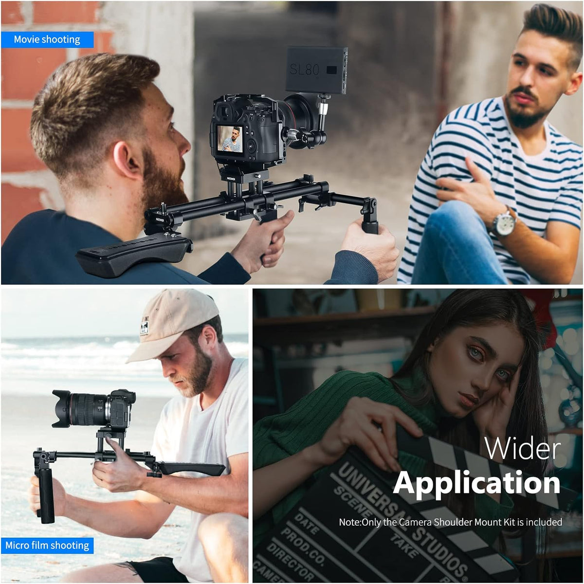 Universal Camera Shoulder Mount with Movable Shoulder Pad, 15mm Rod, 1/4 3/8 QR Plate Z53516