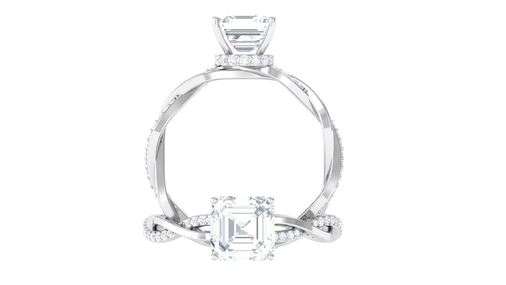 Asscher Cut Moissanite Solitaire Ring, 8 mm, 10K White Gold, US 3.00 H66654