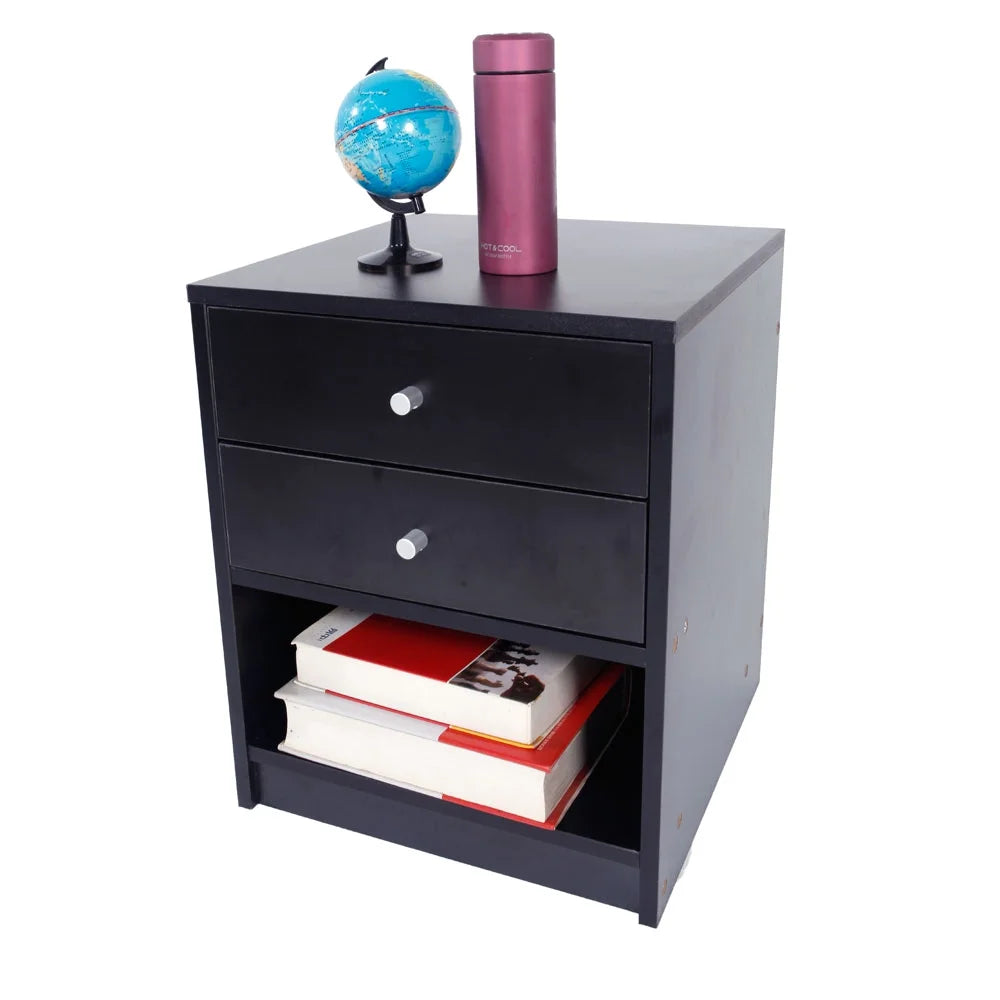 2 Drawer Wooden Nightstand Set of 2 P9605