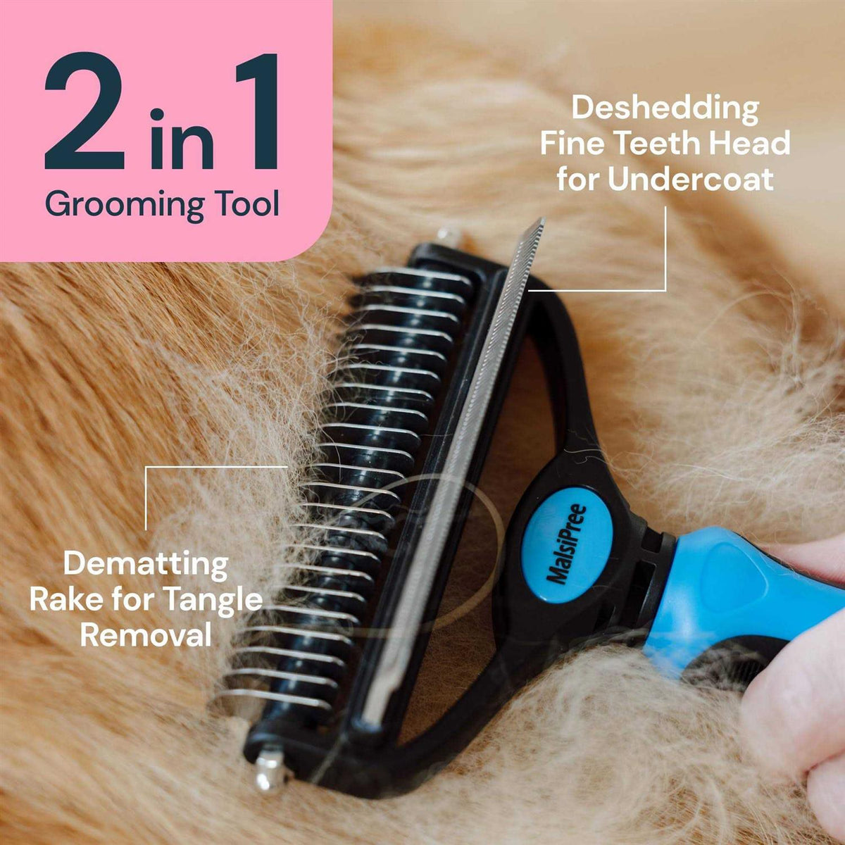 2 in 1 Deshedding Tool and Undercoat Rake J594144