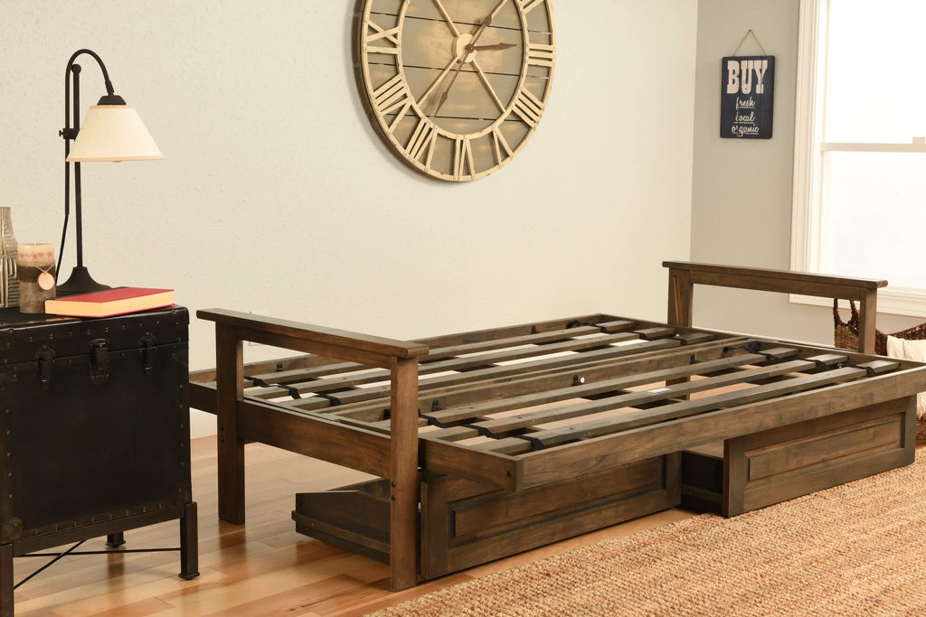 Rustic Walnut Futon with Storage N5438