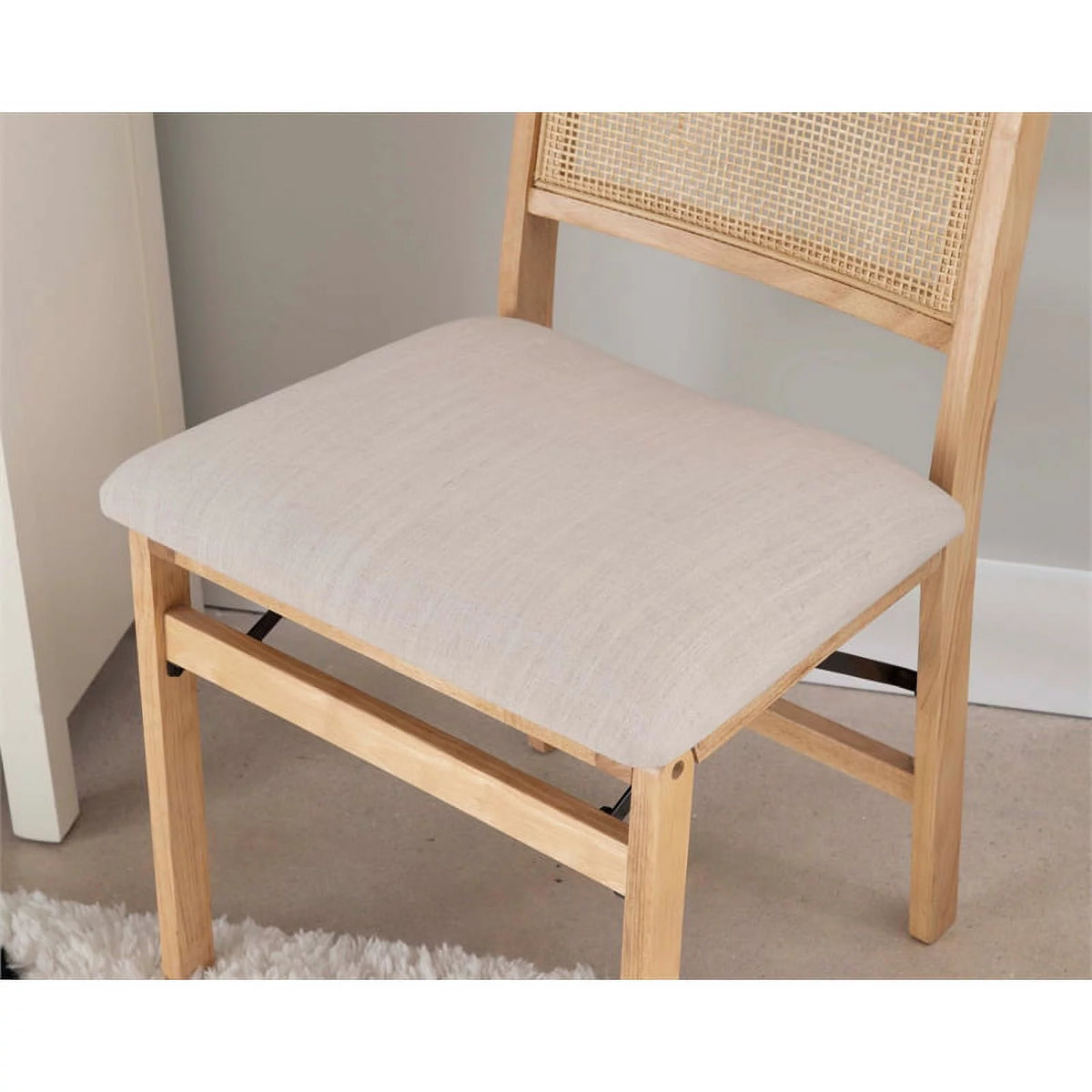 Natural Wood Folding Side Chair with Woven Cane Back U720