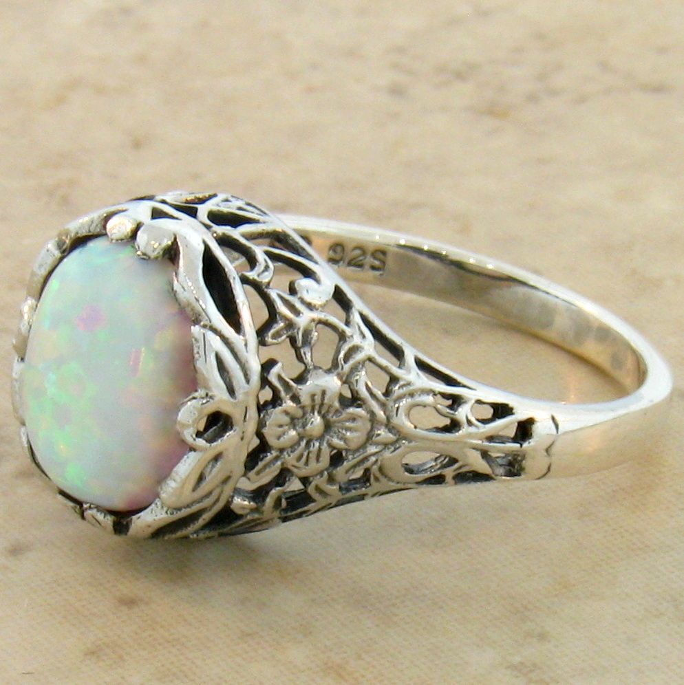 925 Sterling Silver Lab-Created Opal Ring L5560