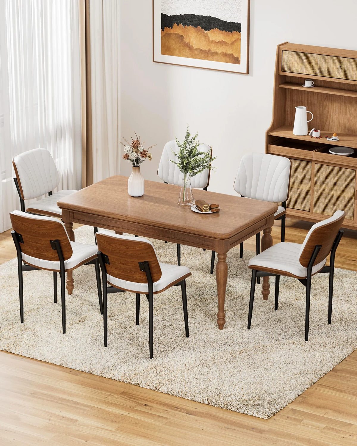 White Set of 6 Faux Leather Dining Chairs X710267