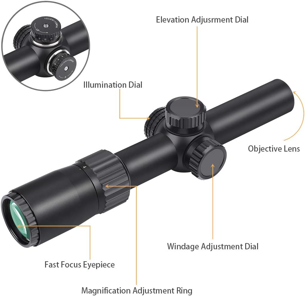 1-4x24 SFP Rifle Scope Red Illuminated Reticle Riflescopes Matte Black Z346964