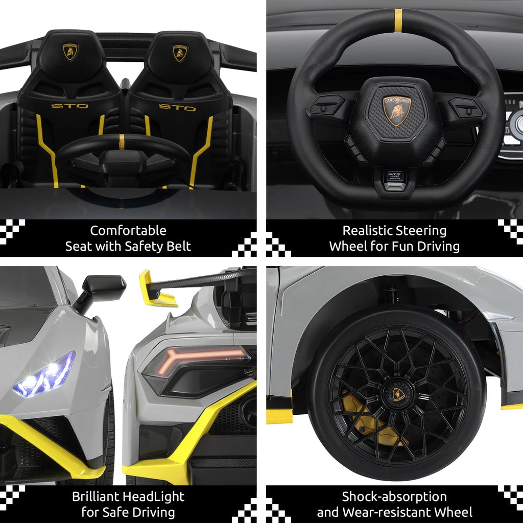 Licensed Lamborghini STO 24V 2-Seater Ride on Car with Remote Control, Grey I790532