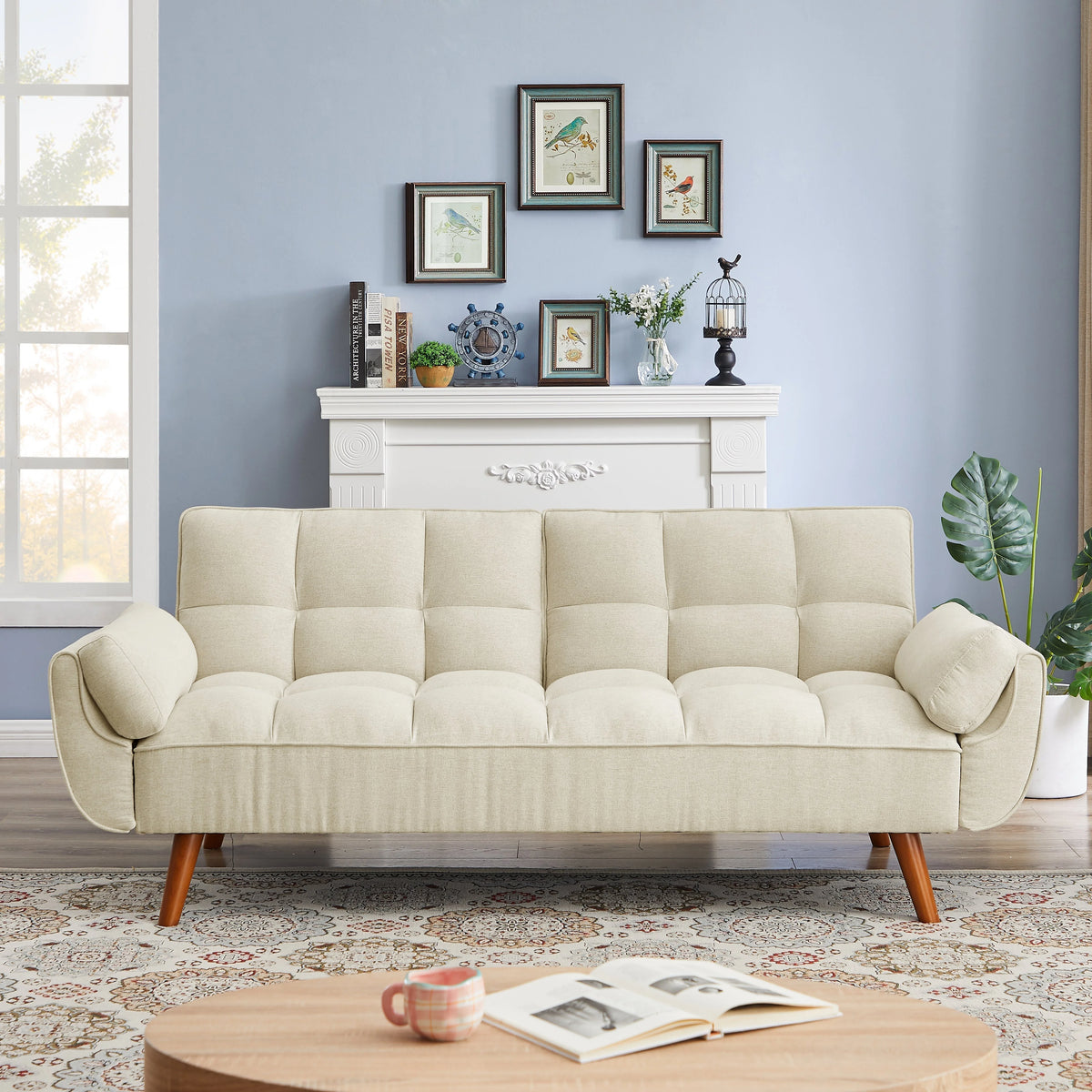 Linen Sofa Adjustable Backrest T574