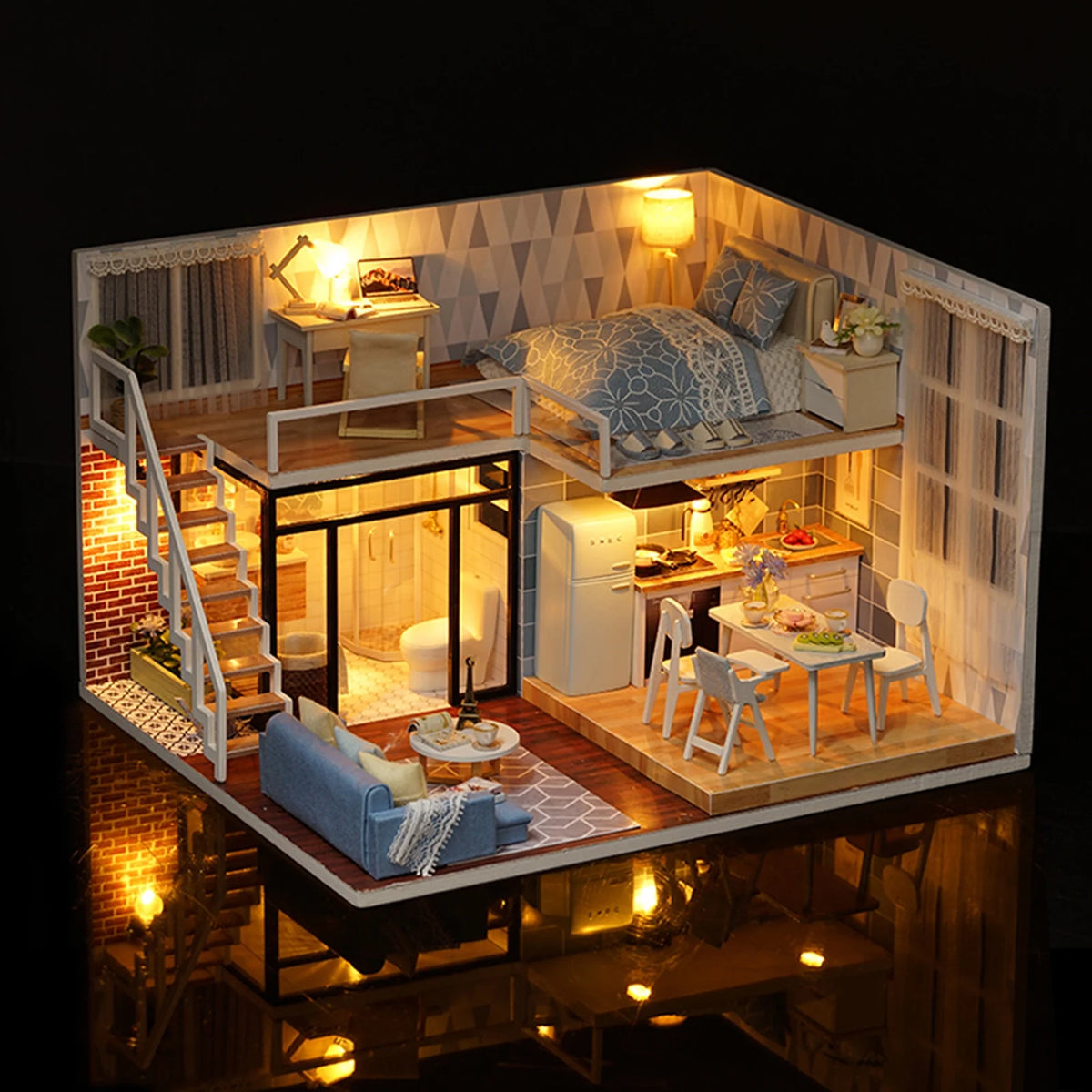 White Room Wooden DIY Dollhouse Furniture Kit O751153