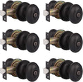6 Packs Oil Rubbed Bronze Privacy Door Knobs with Lock X5497