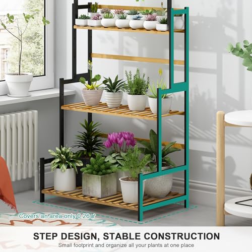 3 Tier Bamboo Foldable Plant Stand Shelf Rack J86471