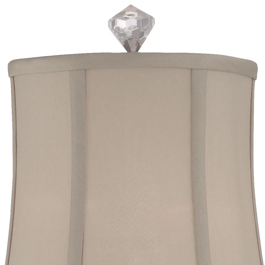 Traditional Buffet Table Lamp 32" Tall Clear Crystal Taupe Bell Shade E4380