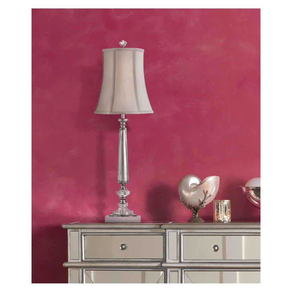 Traditional Buffet Table Lamp 32" Tall Clear Crystal Taupe Bell Shade E4380