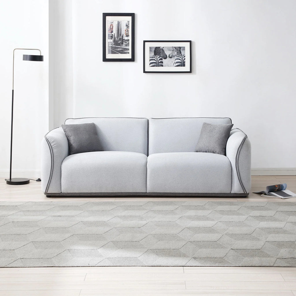 Beige Fabric Upholstered Sofa with Pillows L2395