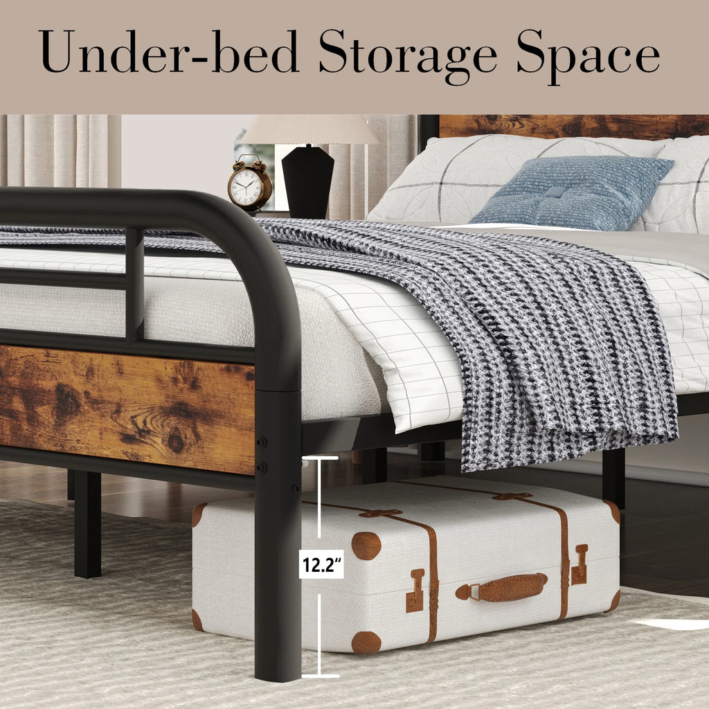 King Platform Bed Frame with Headboard T654