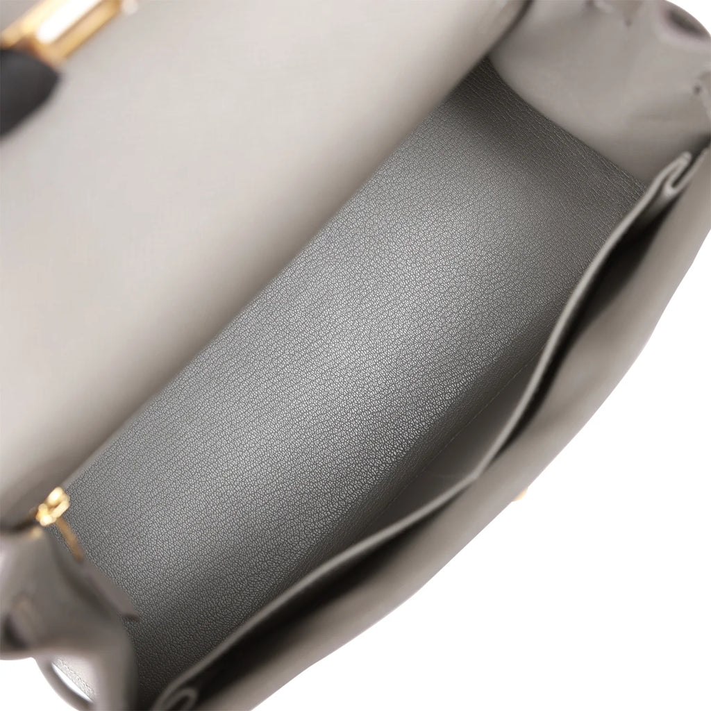 Kelly 28 Gris Meyer Epsom Handbag F9115