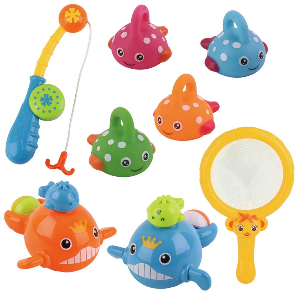 Bath Toys Fishing Games Swimming Whales Water Table Pool Bath Bathtub Tub Toy For Toddlers Baby Kids Infant Girls Boys Bathroom Fish Set Age 18months And Up K1782