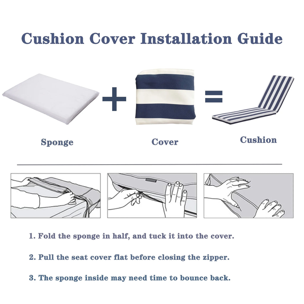 Blue Chaise Lounge Chair Cushion Replacement Seat Pad K487