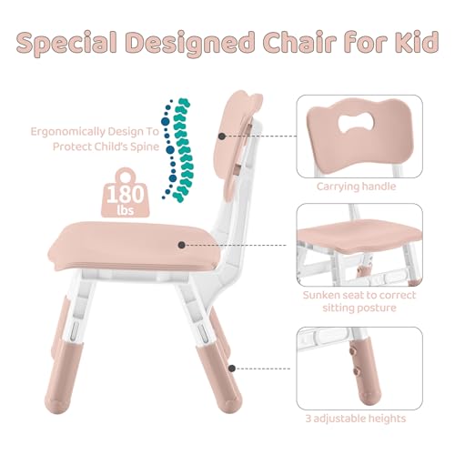 Height-Adjustable Kids Table and 2 Chairs Set with Graffiti Desktop Q3064