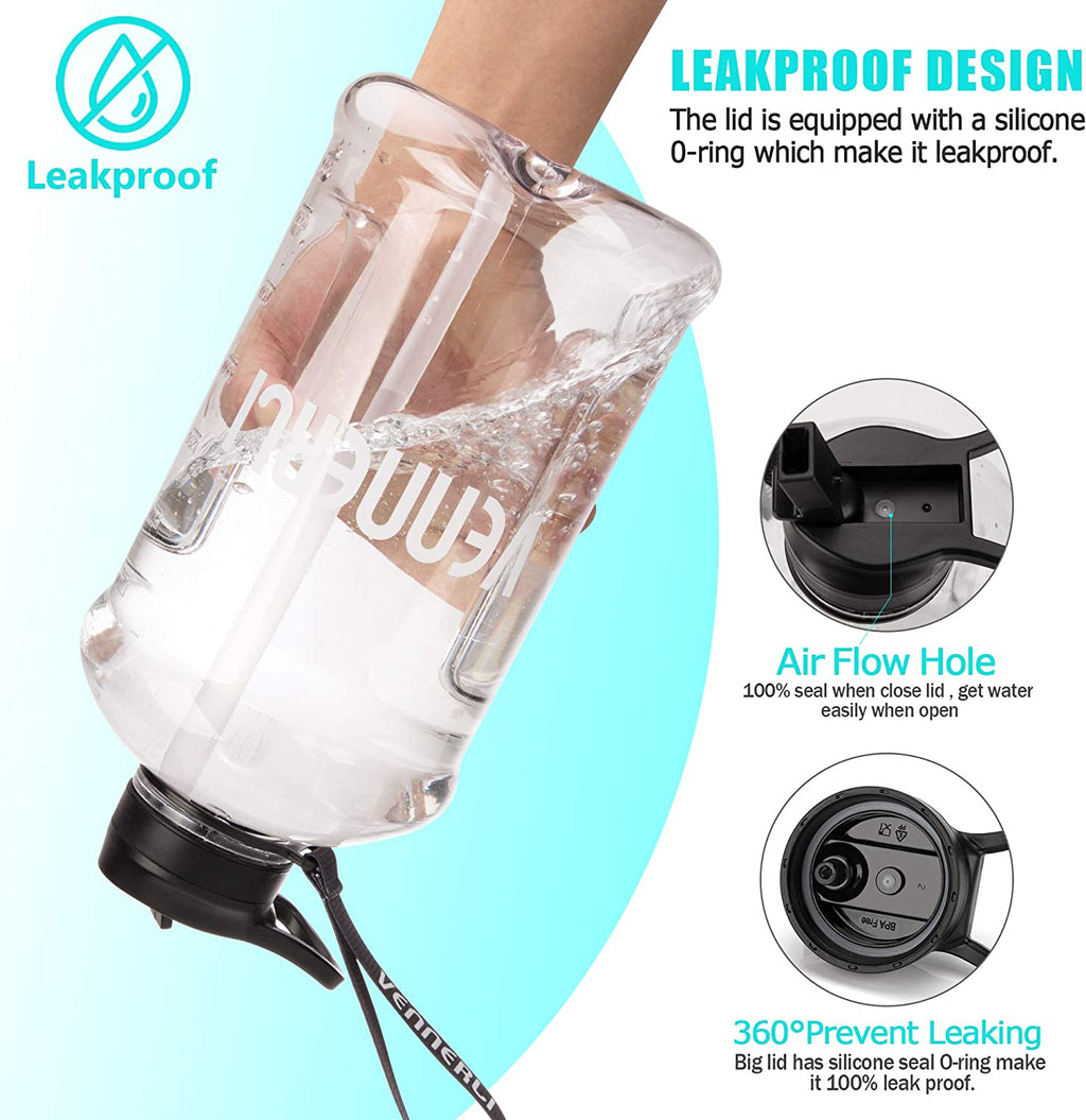 Half Gallon Plastic Water Bottle with Straw 74oz X88967