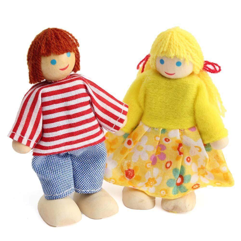 Wooden Dolls Playset Set of 4 People with Dog K444363