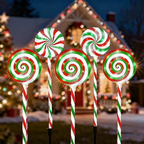 5 Pack Solar Powered Christmas Pathway Lights M210477