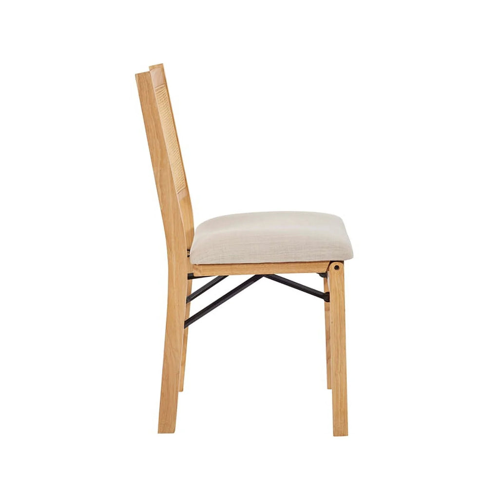 Natural Wood Folding Side Chair with Woven Cane Back U720