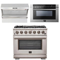 36 Inch Pro Gas Range, Wall Mount Range Hood, Microwave Drawer V73356