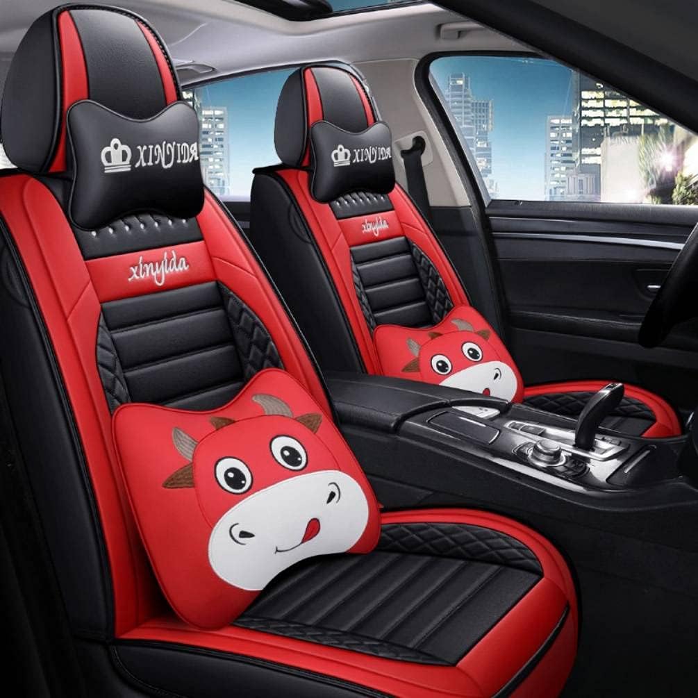 Black Pink PU Leather Car Seat Covers Full Set Q362789