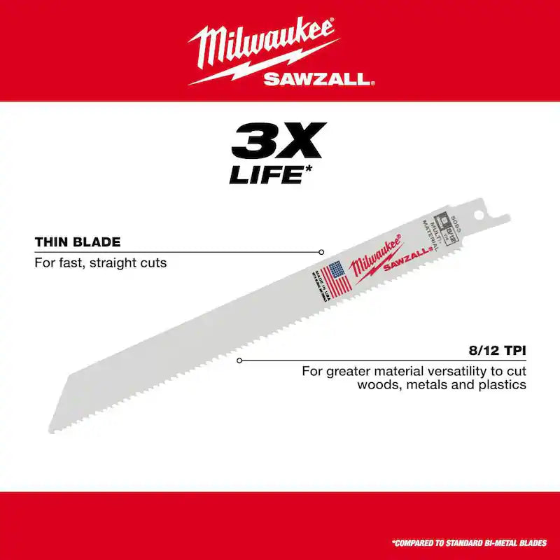 Multi-Material Cutting Reciprocating Saw Blades 5 Pack B652