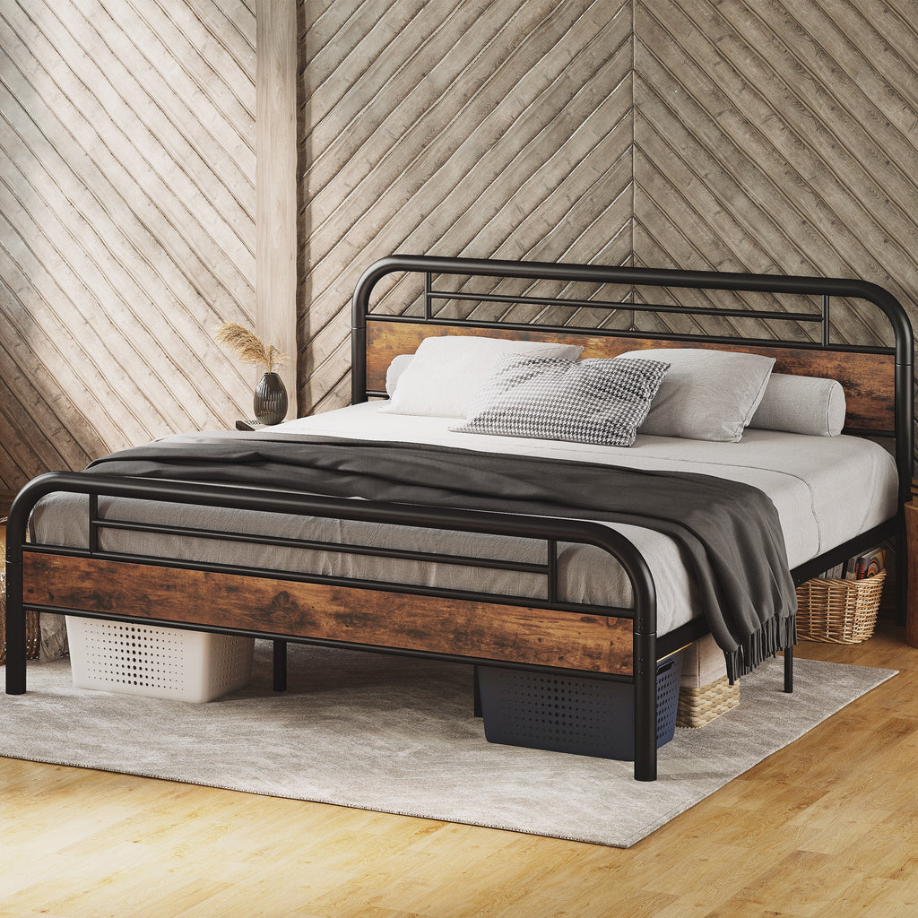 King Platform Bed Frame with Headboard T654