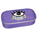 Purple / Multi-Coloured Pencil Case with Pen Loops and Triangle Compartment L82442
