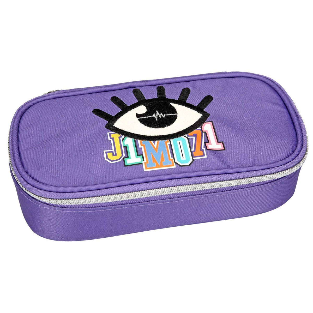 Purple / Multi-Coloured Pencil Case with Pen Loops and Triangle Compartment L82442
