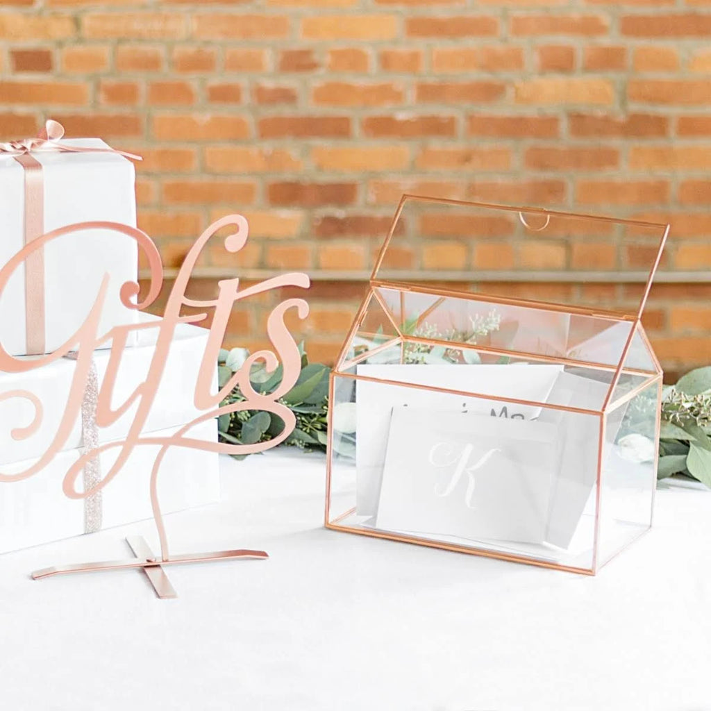 Rose Gold Glass Terrarium Card Holder Z97565