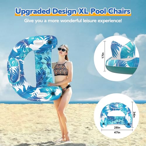 3 Pack Inflatable Pool Float Chairs with Cupholders & Handles N87324