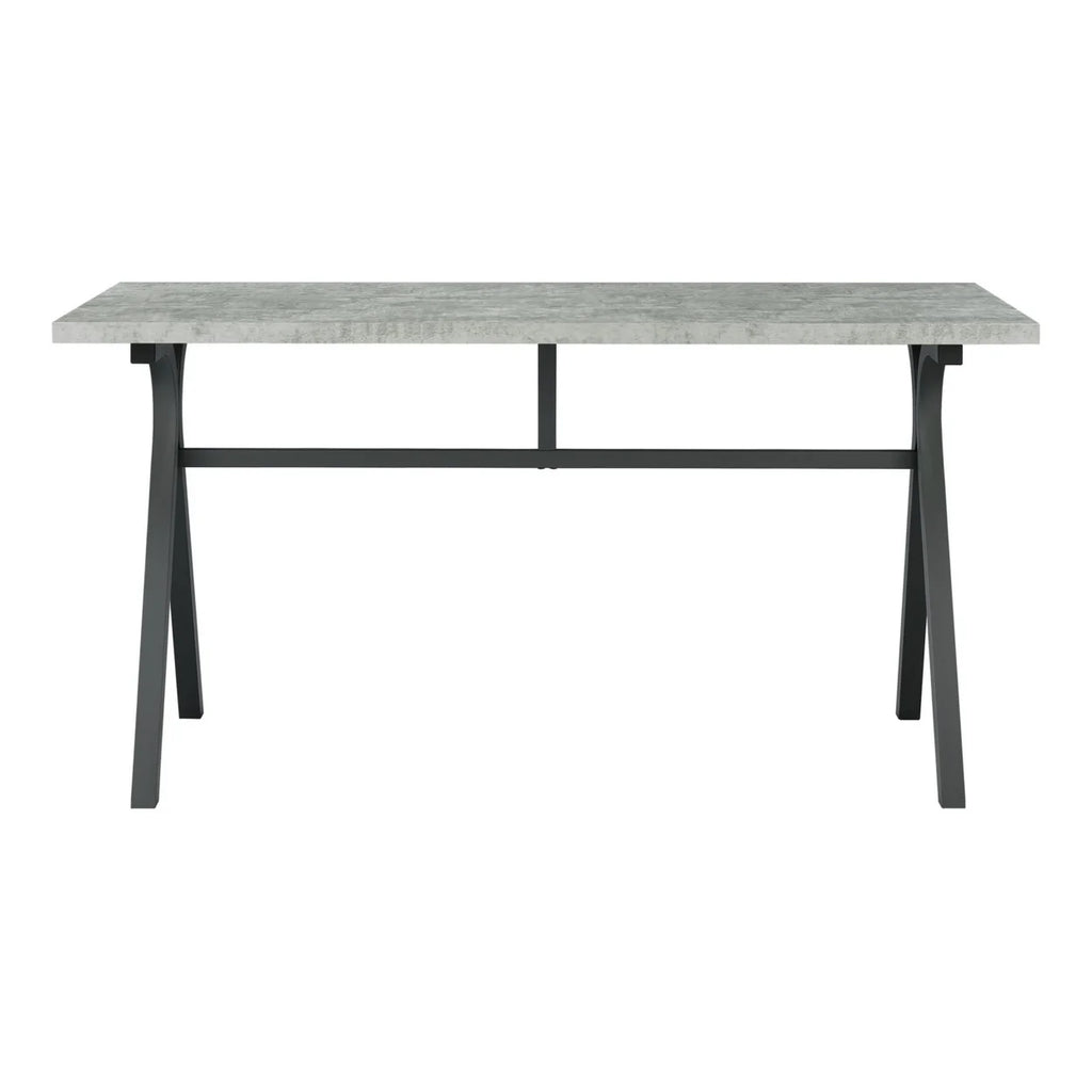 60 Inch Rectangular Writing Desk Light Gray Wood Top Dark Gray Metal F4000