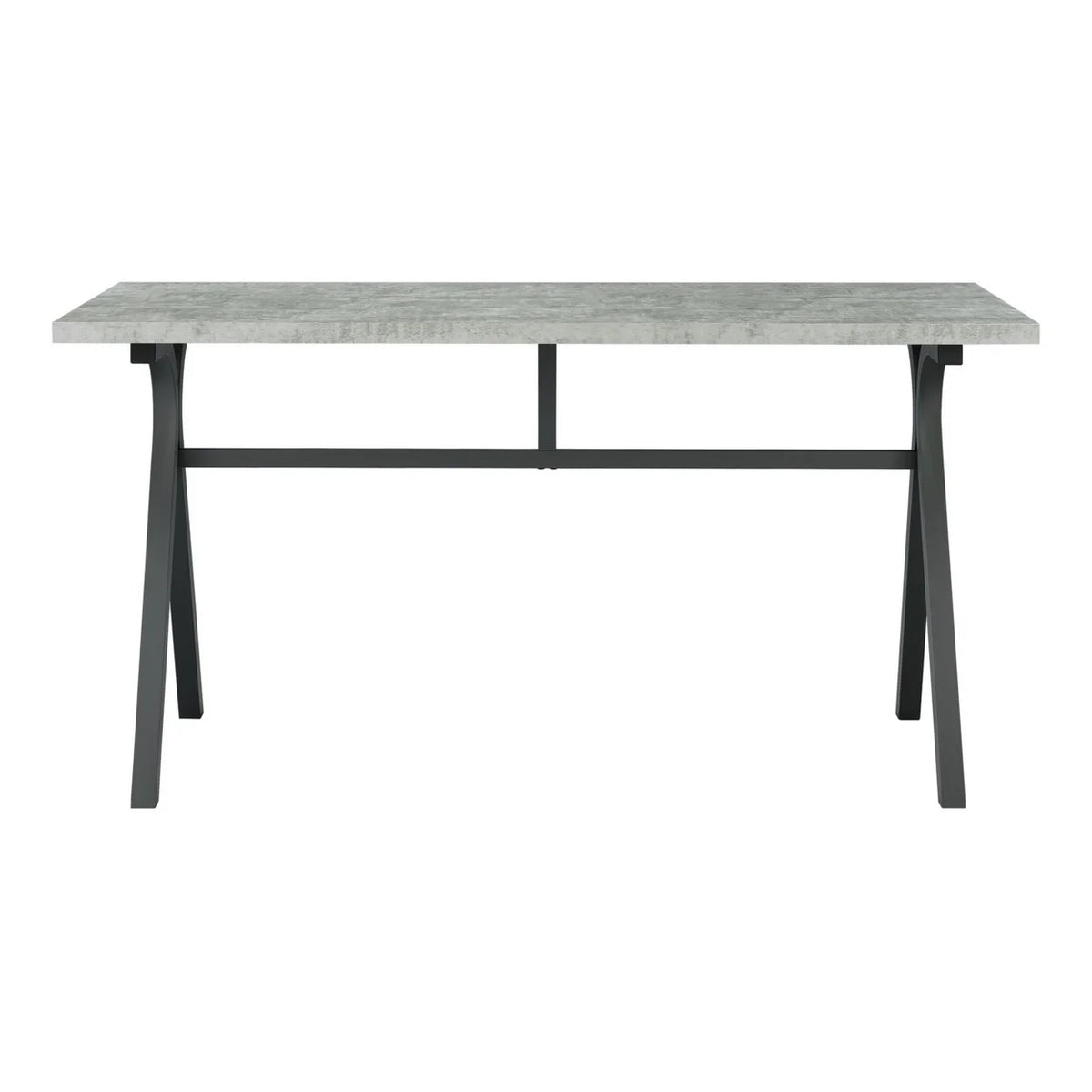60 Inch Rectangular Writing Desk Light Gray Wood Top Dark Gray Metal F4000