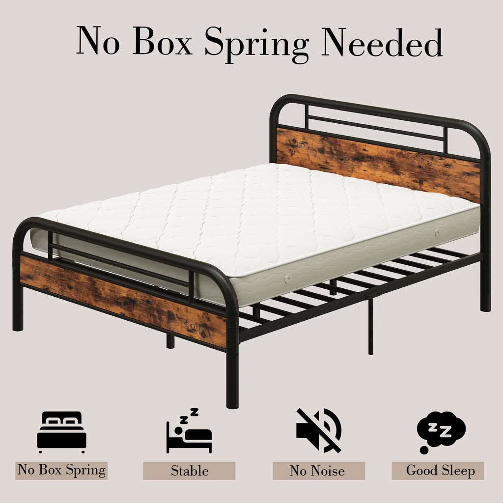 King Platform Bed Frame with Headboard T654