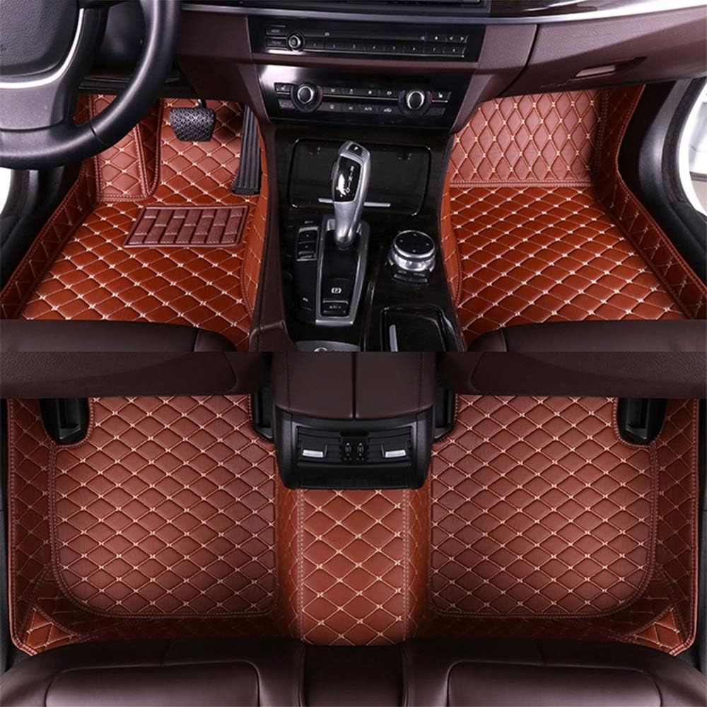 Black with Beige Stitching Full Surrounded Car Floor Mats C4946