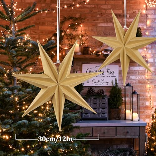 Flocked Paper Star Lantern 12 inch Foldable I738100