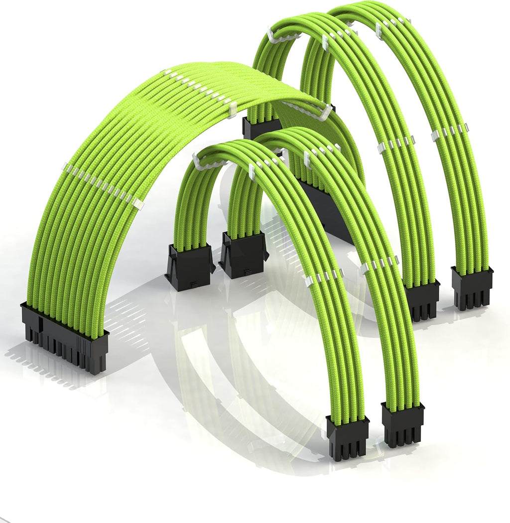 50cm Sleeved PSU Cable Extension Kit with Comb, Red Black, 24 P (20+4), 8 P CPU, 8 P GPU, 500mm, Pack of 2 V867774